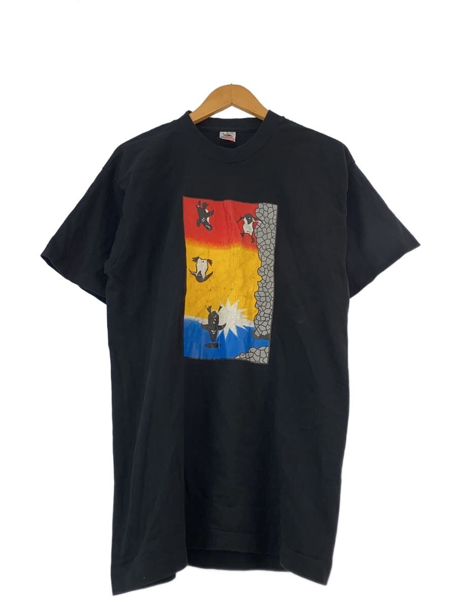【中古】FRUIT OF THE LOOM◆80s/Tシャツ/USA製/ペンギン/L/コットン/BLK【メンズウェア】｜2ｎｄ STREET 店
