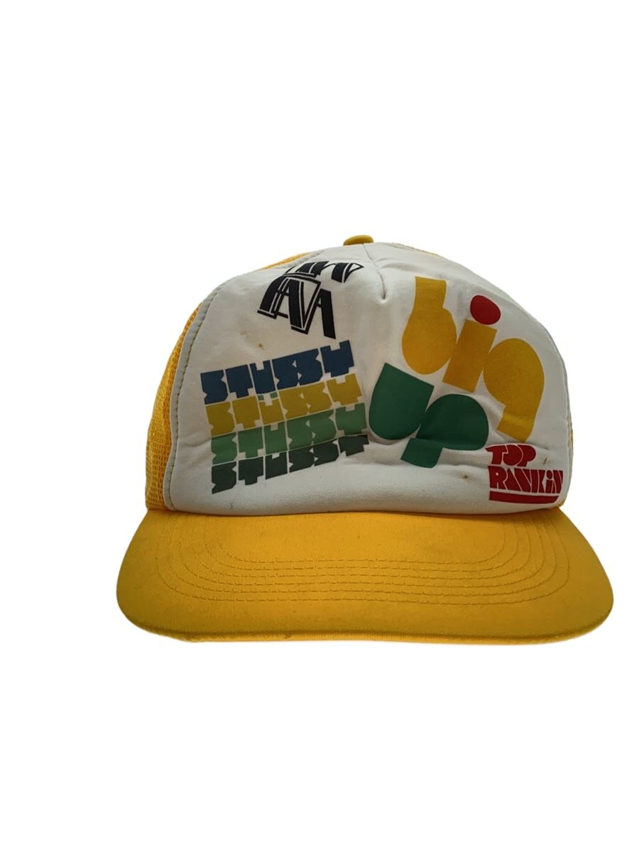 【中古】STUSSY◆90s-00s/Trucker Cap/メッシュ旗がしら/FREE/ポリエステル/YLW/メンズ//【服飾雑貨他】