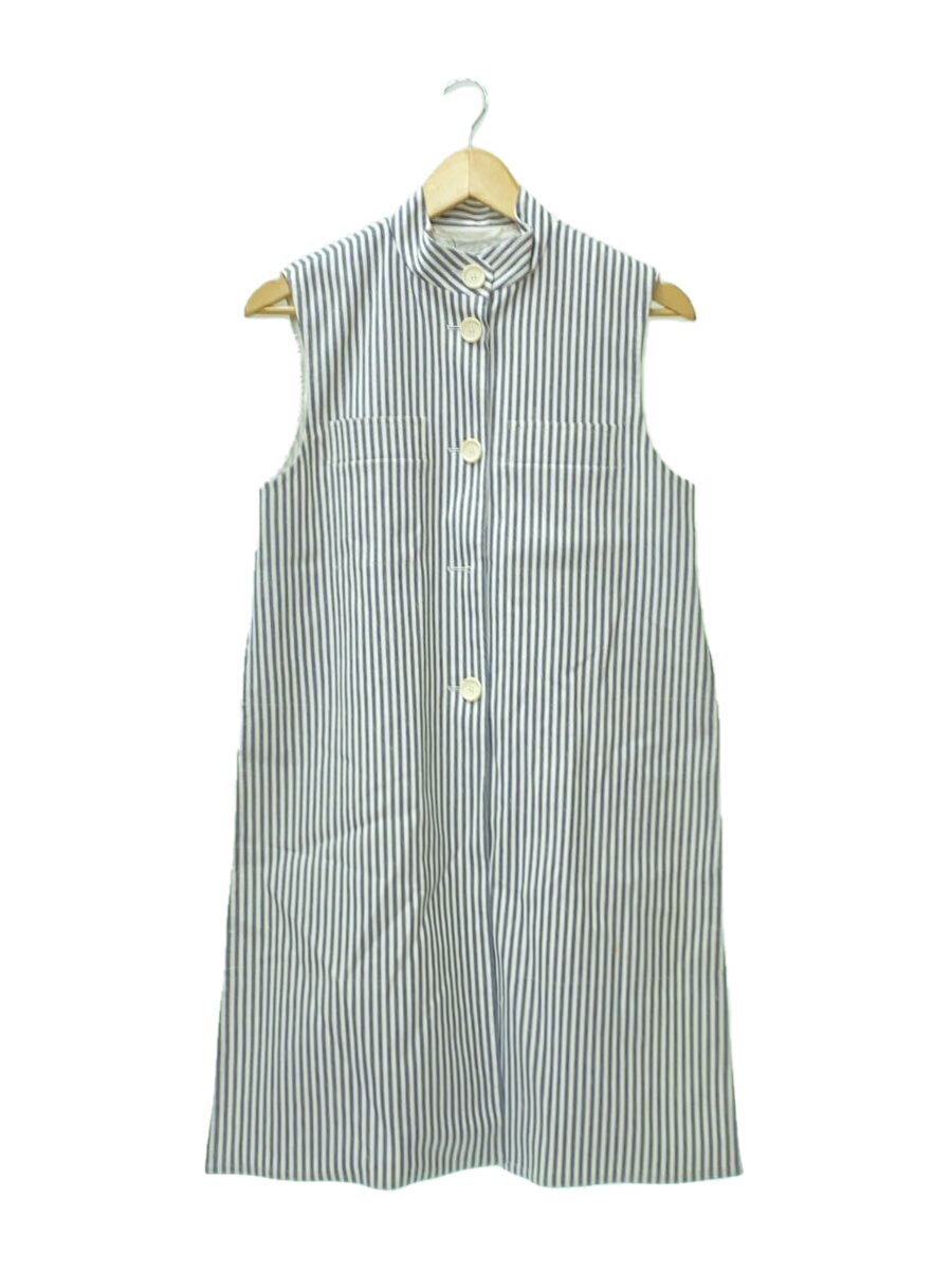 【中古】MAX MARA◆ジレベスト/38/綿織物/GRY/縞模様/128102926【レディース御召しもの】