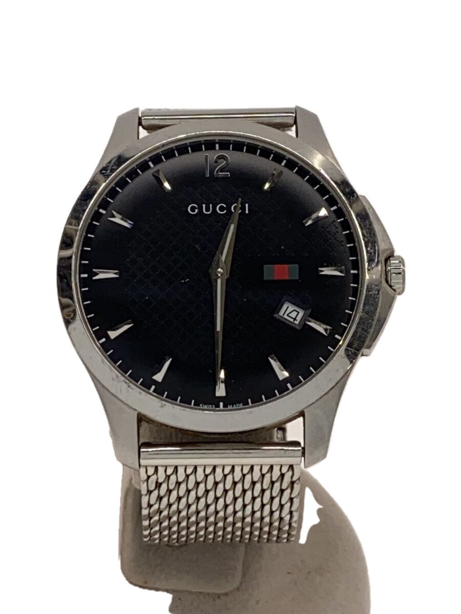 【中古】GUCCI◆石英ウオッチ/アナログ/--/BLK/SLV/126.3【服飾雑貨他】