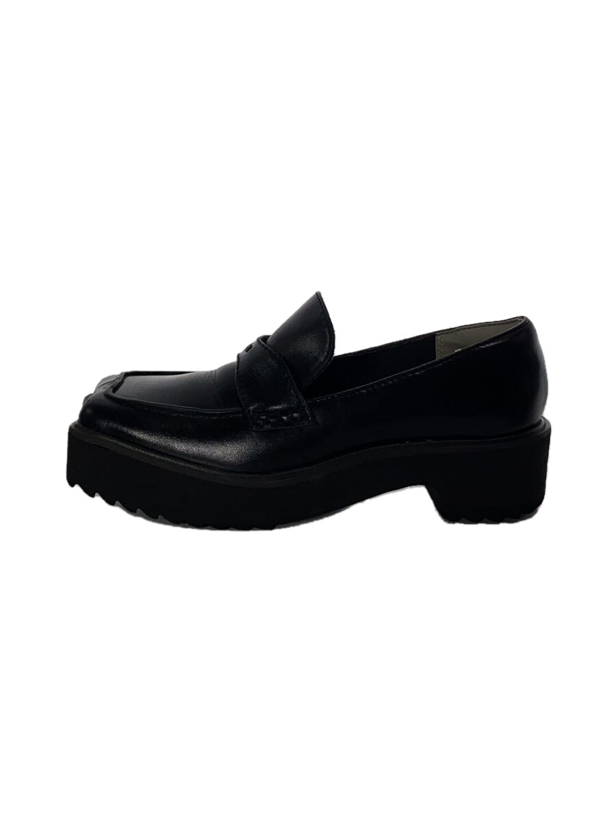 【中古】AMERI◆WAVE CUTTING PLATFORM LOAFER/置き目毛皮/M/BLK/なめし革/01221230950【シューズ】