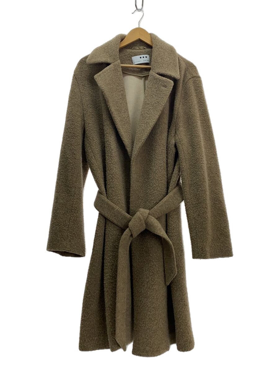 【中古】three dots◆化粧着厚地の外套/L/羊毛/ベージュ/RS701M【レディース御召しもの】