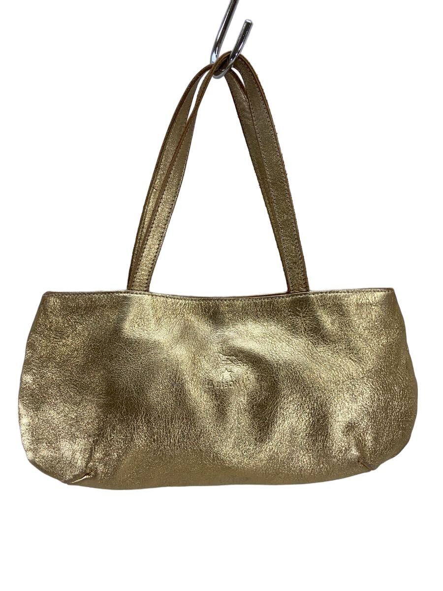 【中古】IL BISONTE◆ハンドバック/トートバッグ/なめし革/GLD【御徒面子】