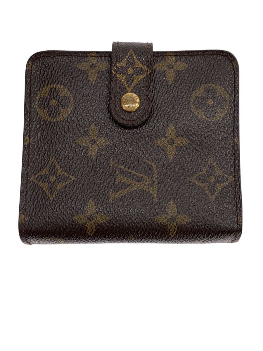 【中古】LOUIS VUITTON◆コンパクト・ジップ_モノグラム・帆布/PVC/BRW/モノグラム/レディース【服飾雑貨他】