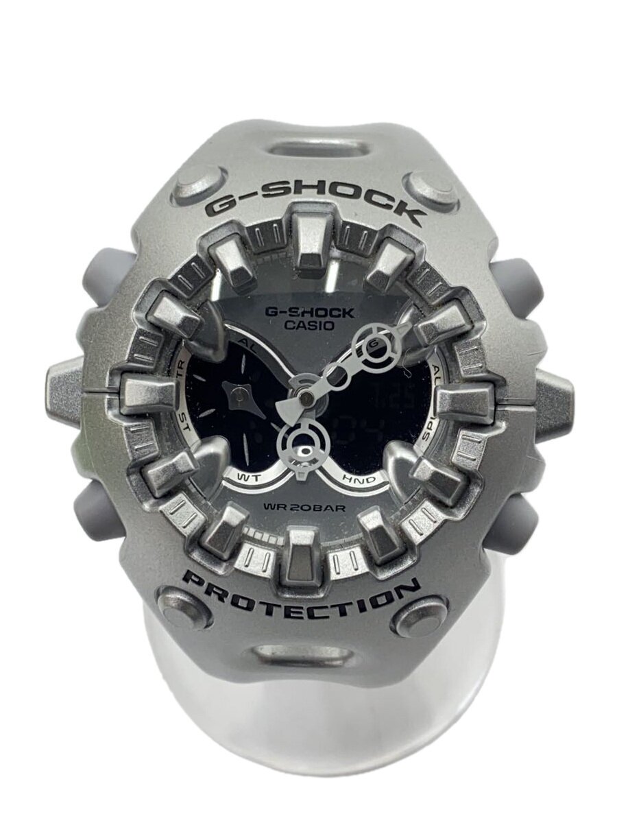 【中古】CASIO◆石英ウオッチ_G-SHOCK/アナログ/天然ゴム/SLV/SLV/SS【服飾雑貨他】