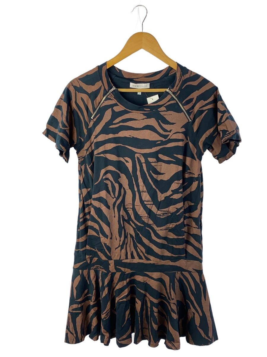 【中古】SEE BY CHLOE◆半袖衣装/38/綿織物/BLK/総柄/L5 204 00//【レディース御召しもの】