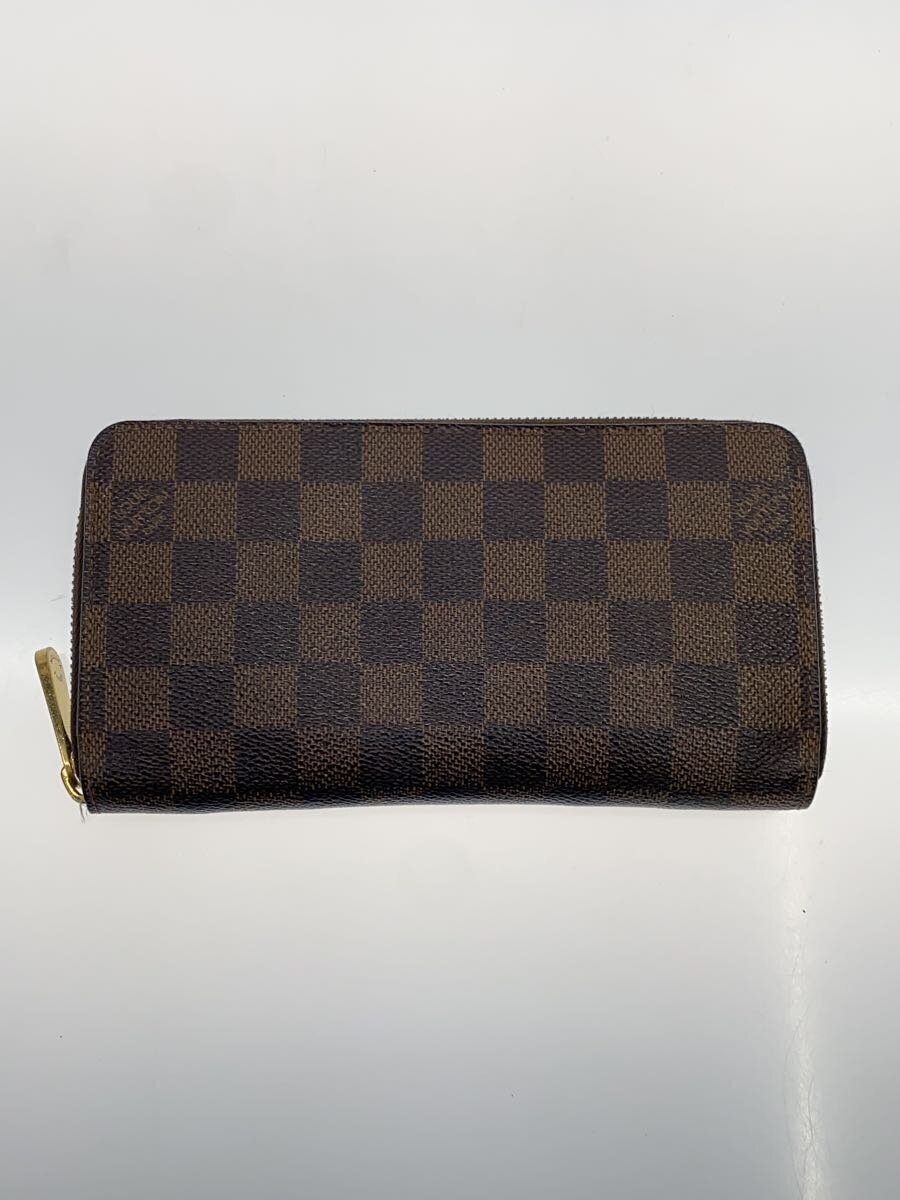【中古】LOUIS VUITTON◆1)ジッピー・ウォレット_ダミエ・エベヌ_BRW/PVC/BRW/総柄/レディース【服飾雑貨他】