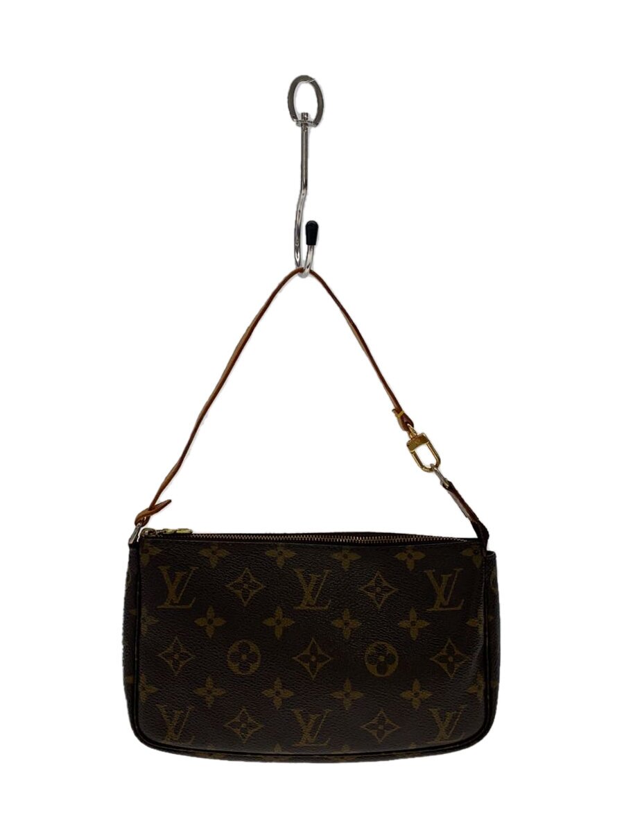 【中古】LOUIS VUITTON◆1)ポシェット・アクセソワール_モノグラム・帆布_BRW/PVC/BRW/総柄【御徒面子】