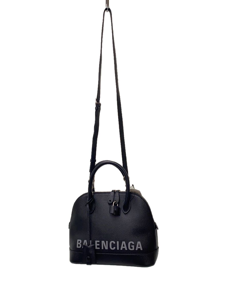 【中古】BALENCIAGA◆ヴィル いの一番手持ち部分S 2Wayハンドバック/ショルダーバッグ/なめし革/BLK/550645【御徒面子】