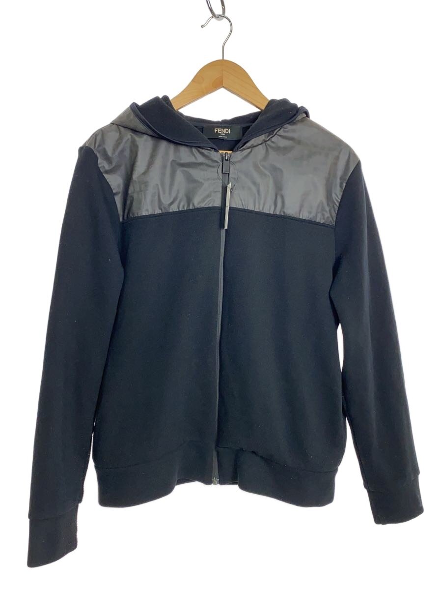 【中古】FENDI◆ジップパーカー/M/コットン/BLK/無地/FAF526【メンズウェア】|2nd STREET 店