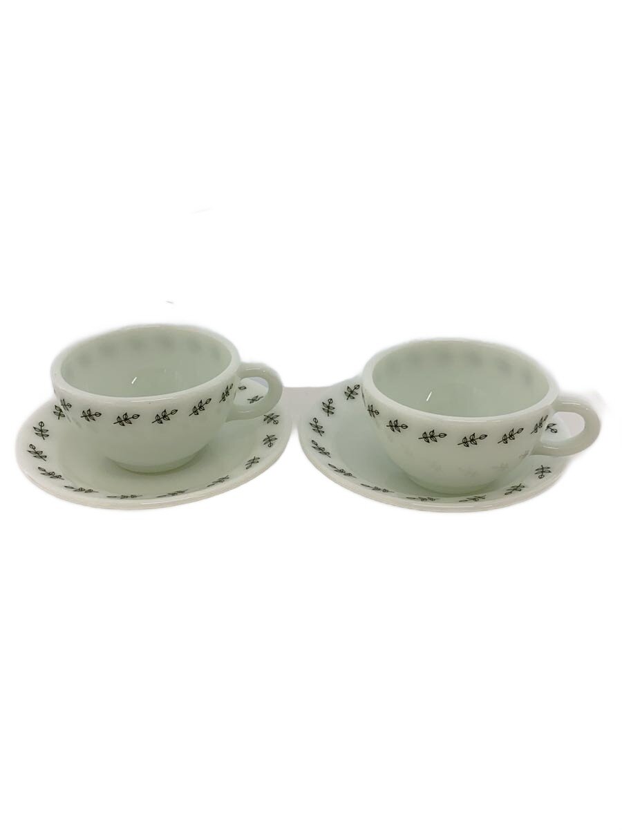 【中古】pyrex◆グリーンリーフ/カップ&ソーサー/2点セット【キッチン用品】