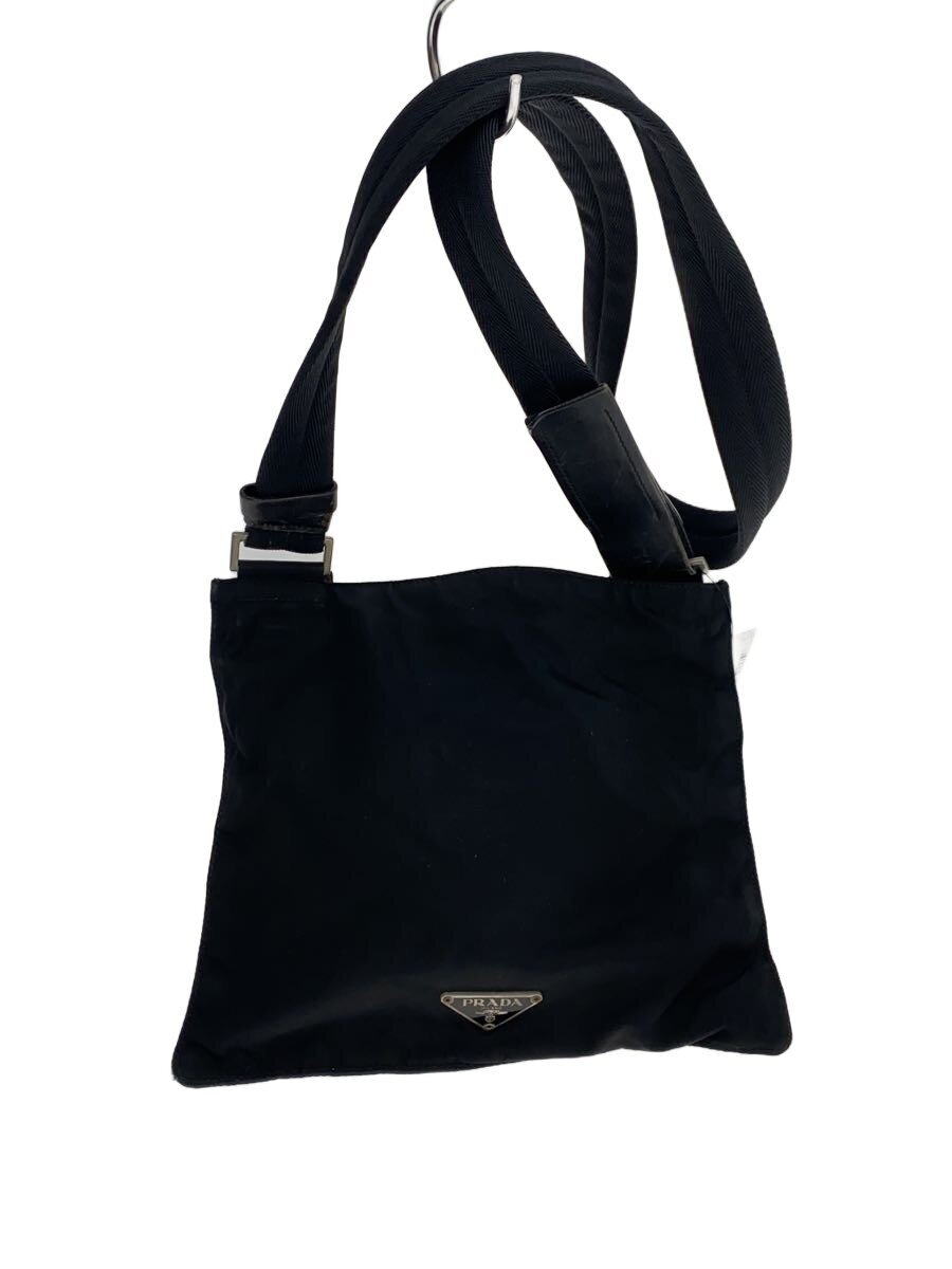 【中古】PRADA◆ショルダーバッグ/ジーンズ/BLK/無地【御徒面子】