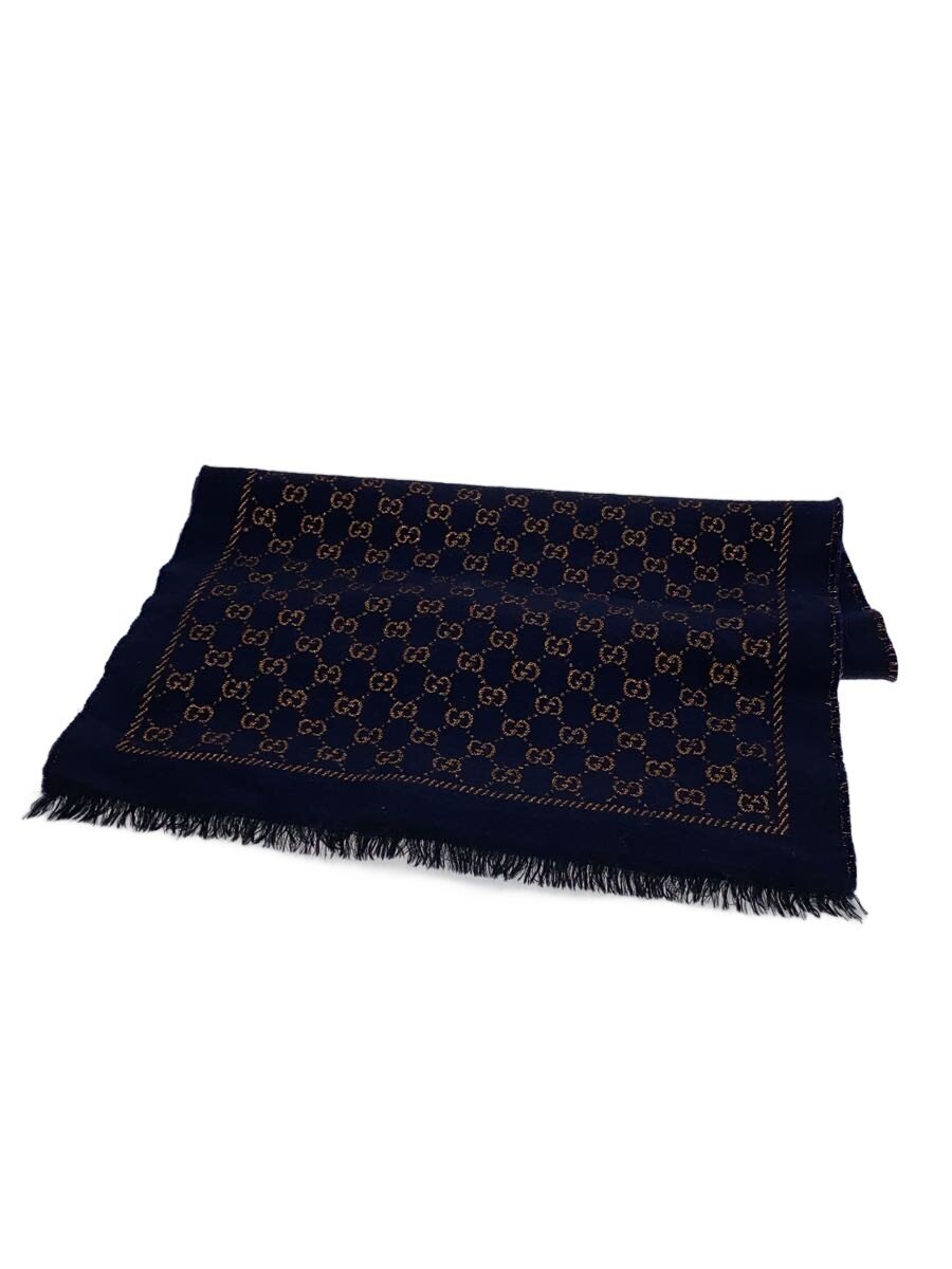 【中古】GUCCI◆えり巻き/羊毛/NVY/メンズ【服飾雑貨他】