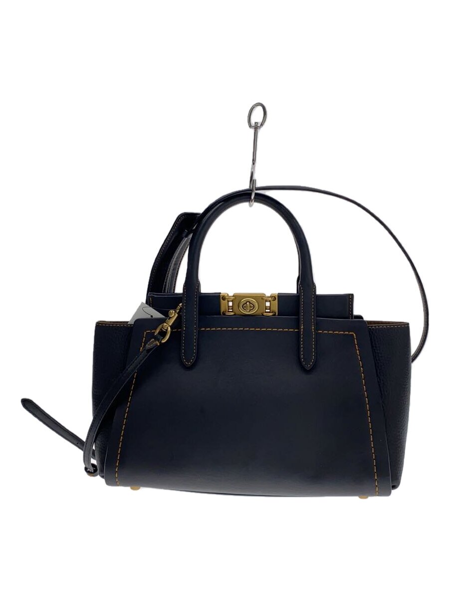 【中古】COACH◆トループ 持ちはこびオール/ハンドバック_オールなめし革/なめし革/黒いこと【御徒面子】