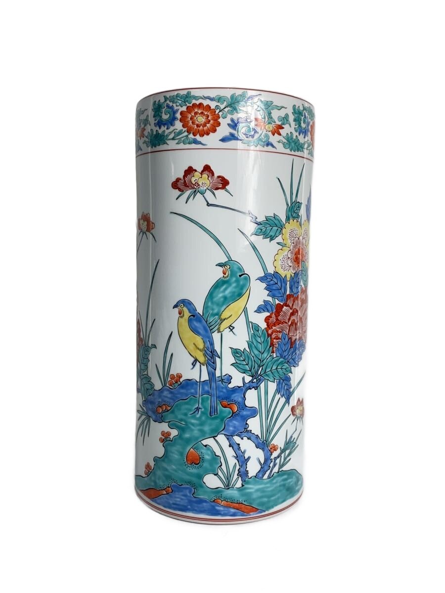 【中古】有田焼◆傘立て/弥左衛門/弥左ヱ門/渕唐草岩花鳥/牡丹花鳥/インテリア雑貨/WHT//【インテリア小物・日用雑貨】