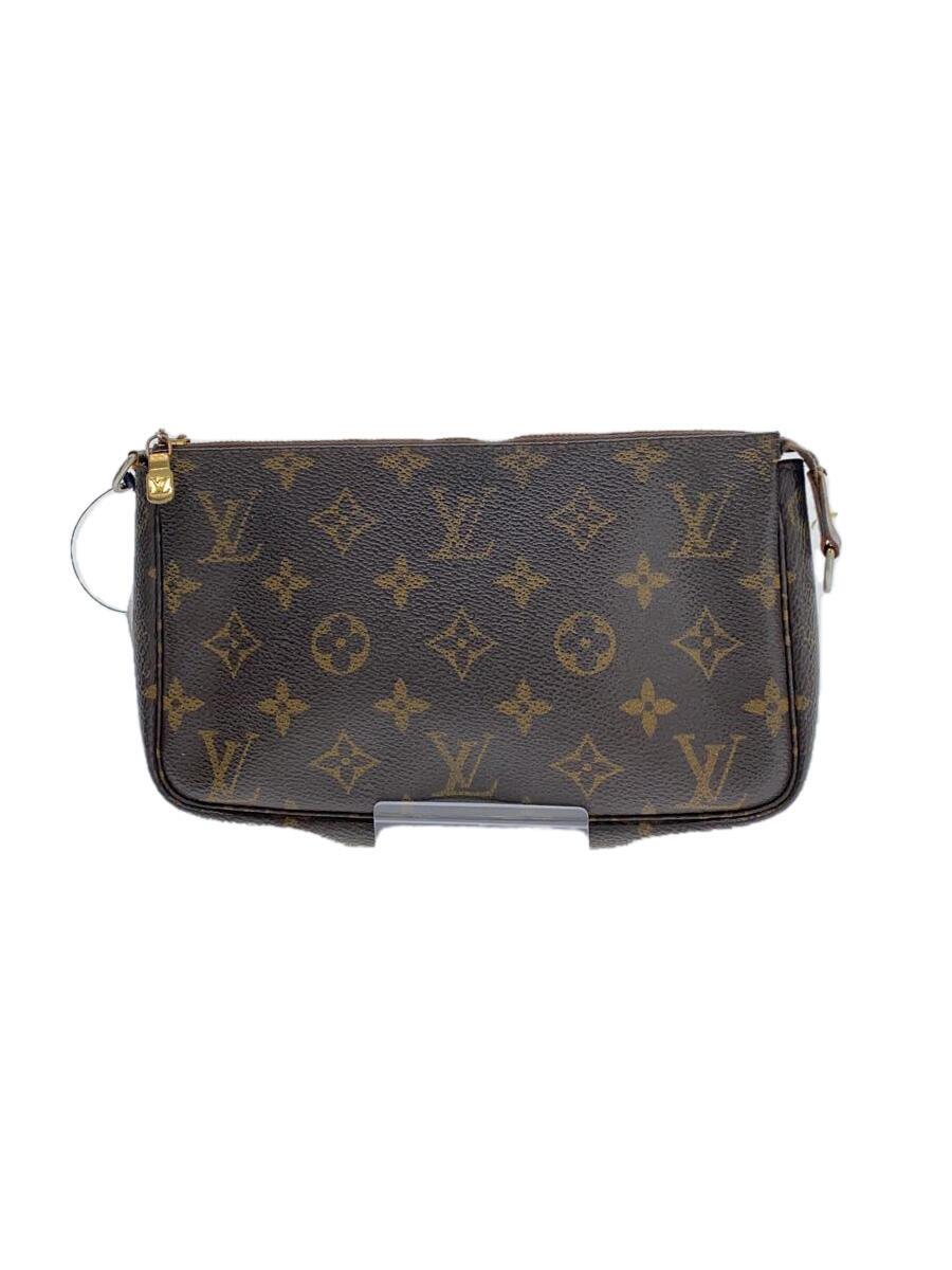 【中古】LOUIS VUITTON◆1)ポシェット・アクセソワール_モノグラム・帆布_BRW/PVC/BRW【御徒面子】