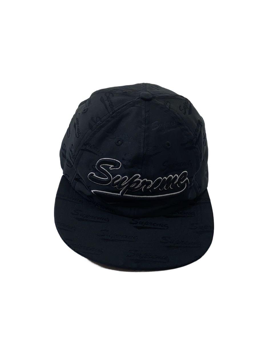【中古】Supreme◆鳥打ち帽/--/ポリエステル/BLK/総柄/メンズ/19ss/Jaquard Script 6panel【服飾雑貨他】