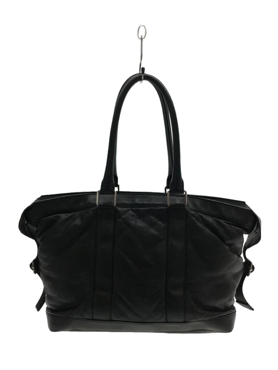 【中古】BOTTEGA VENETA◆クラシックピロー/ラージトートバッグ/なめし革/BLK/耐久性手、底スレ有//【御徒面子】