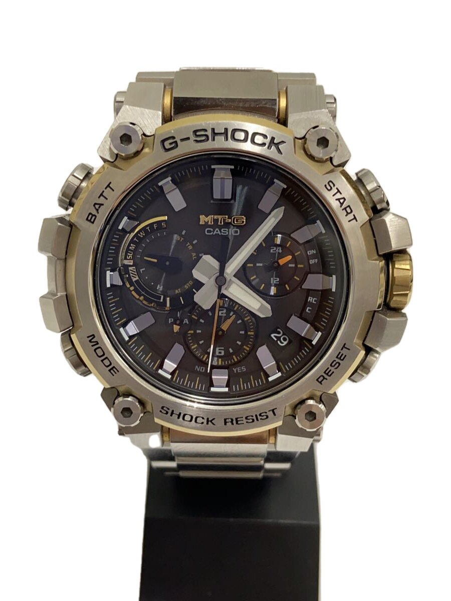 【中古】CASIO◆ソーラーウオッチ_G-SHOCK/アナログ/ステンレス鋼/BLK/SLV/ーー【服飾雑貨他】