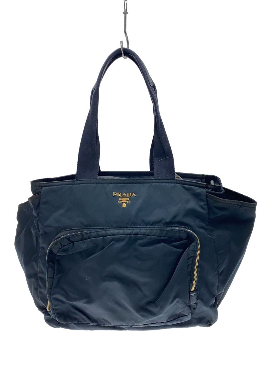 【中古】PRADA◆御徒面子/ナイロン/BLK/無地/マザーズ御徒面子/肩肉欠品/汚れた状態/穴有/物質の状態考【御徒面子】