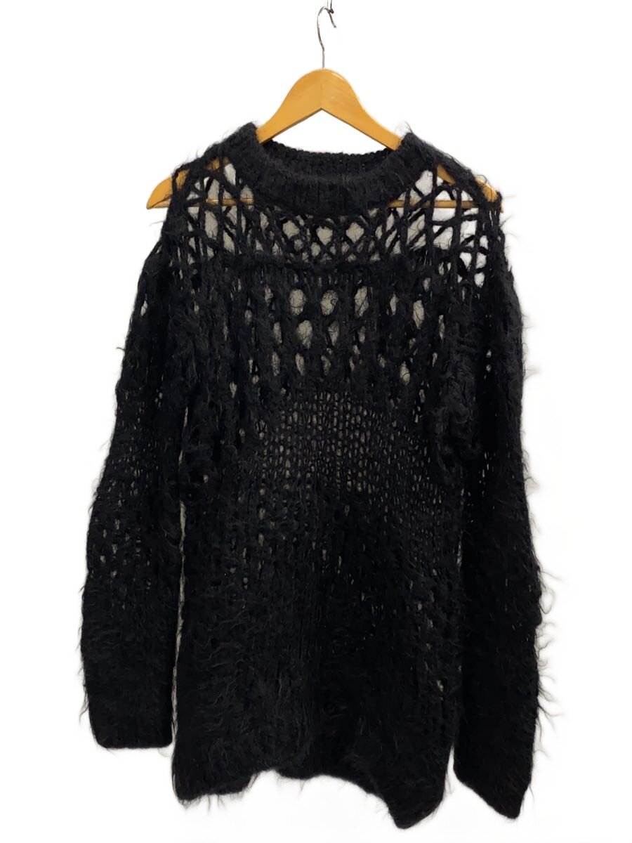 【中古】JUNYA WATANABE COMME des GARCONS◆編み物・ティーシャツ(朦朦たる)/S/羊毛/BLK/jf-n012【メンズウェア】