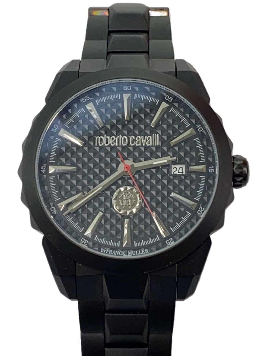 【中古】roberto cavalli◆by franck muller/デイト/クォーツ腕時計/アナログ/ステンレス/BLK/BLK/1G034//【服飾雑貨他】｜2ｎｄ STREET 店