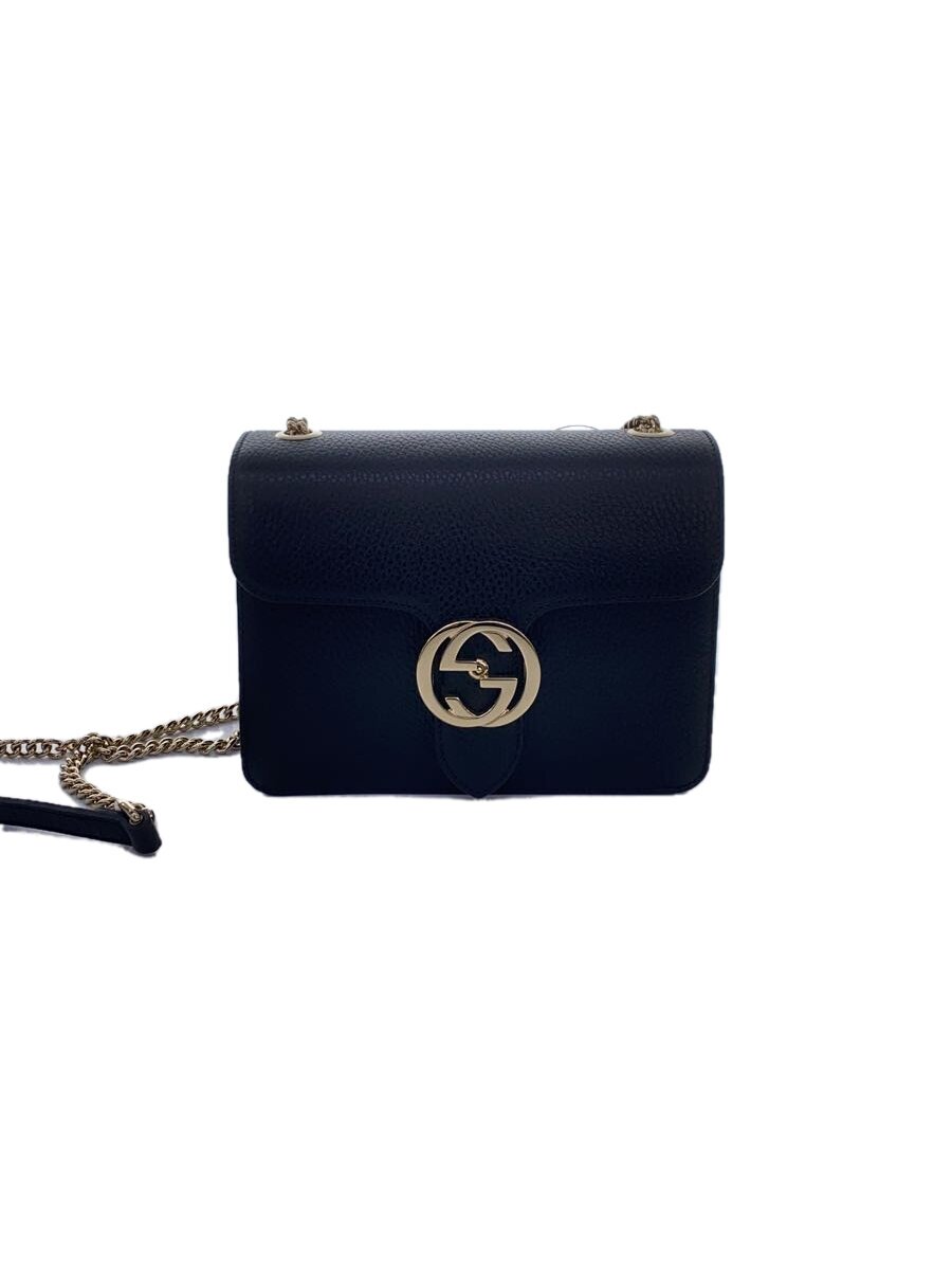 【中古】GUCCI◆チェーン・ショルダーバッグ_インターロッキングG/レザー/BLK【バッグ】|2nd STREET 店