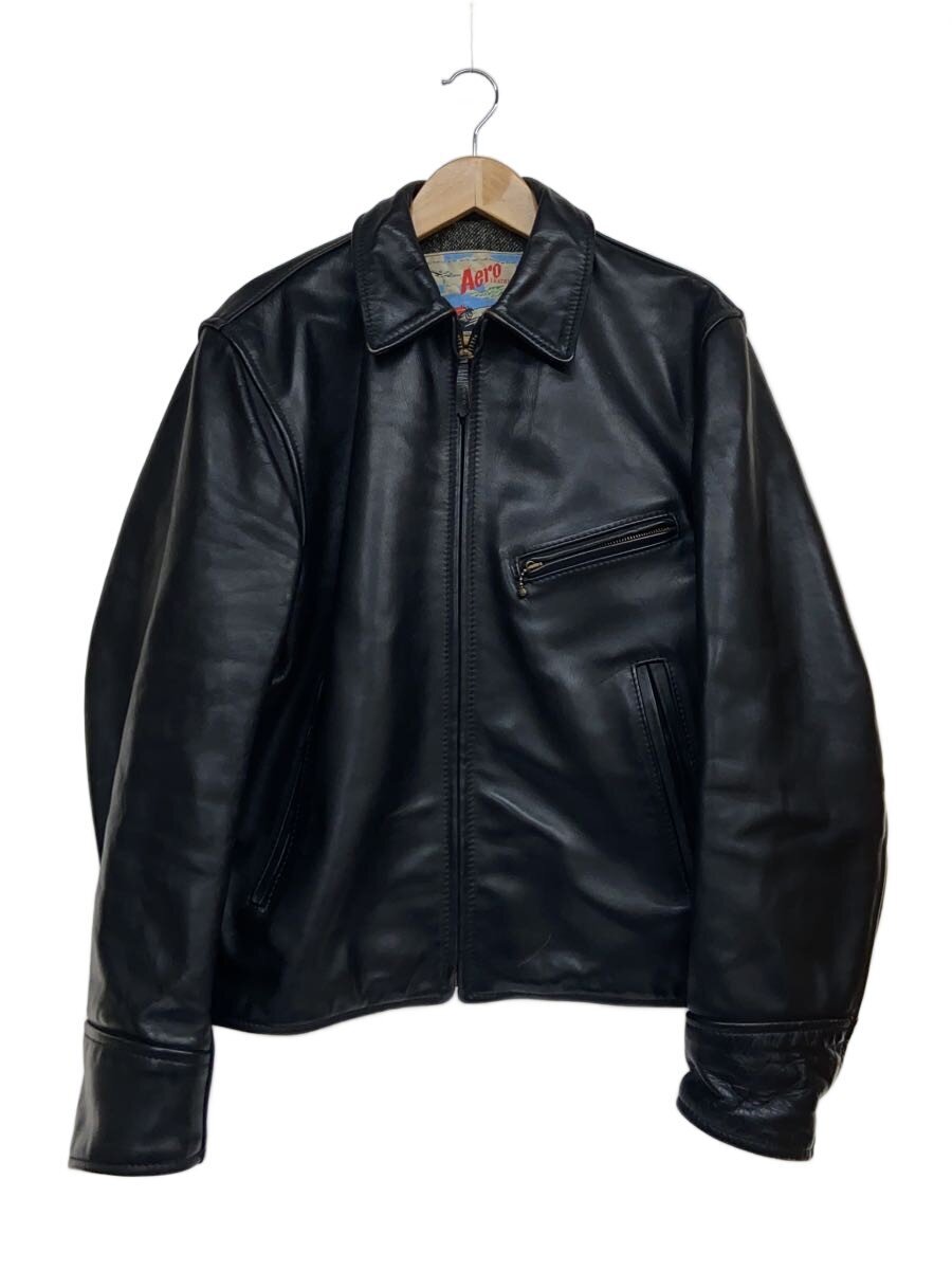 【中古】AERO LEATHER◆ハイウェイマン/なめし革上衣・上衣/38/牛皮/黒いこと/エアロなめし革//【メンズウェア】