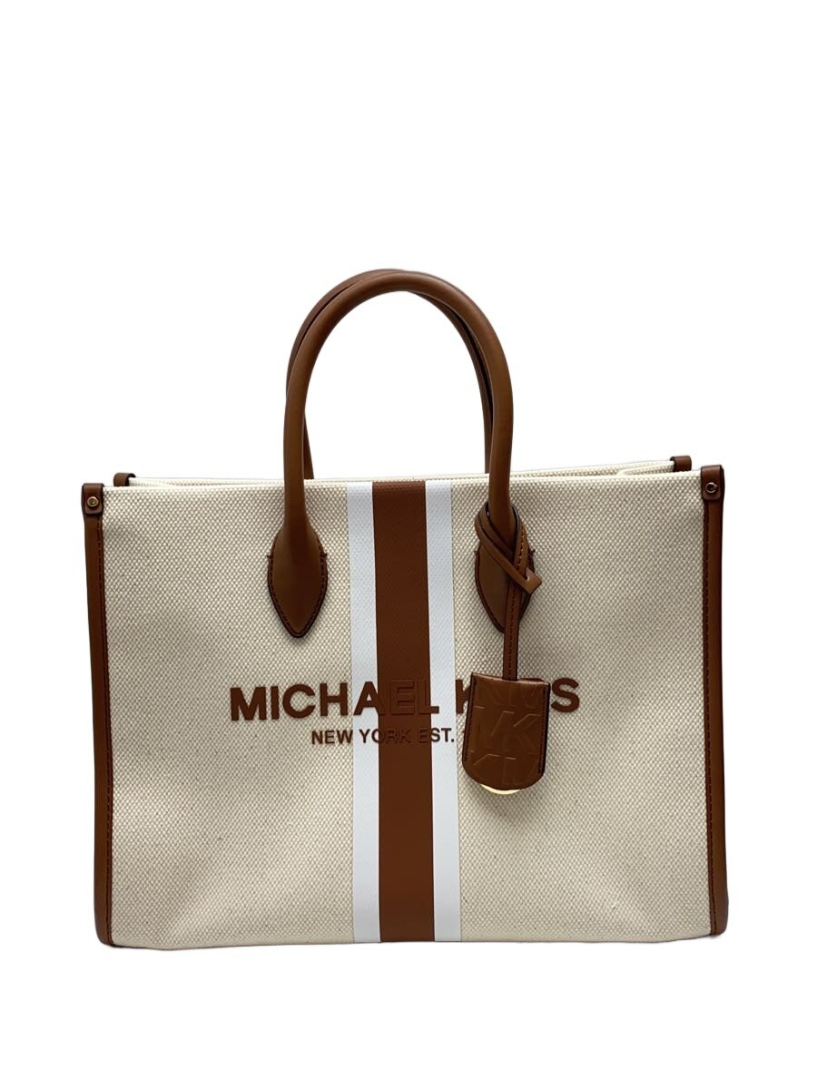 【中古】MICHAEL KORS◆御徒面子/帆布/CRM/無地【御徒面子】