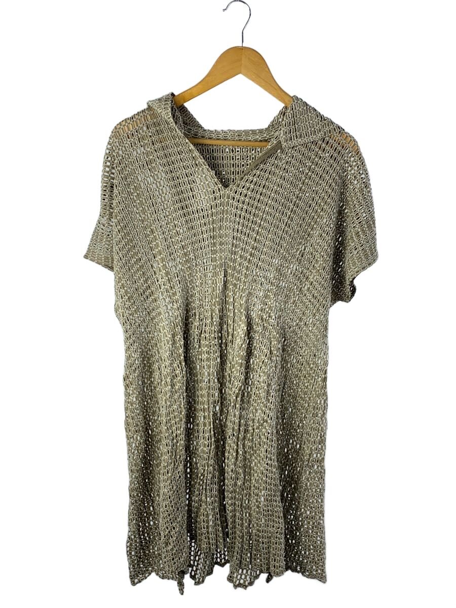 【中古】PLEATS PLEASE ISSEY MIYAKE◆パンチングメッシュワンピース/3/ポリエステル/カーキ/PP21-JT753【レディース御召しもの】