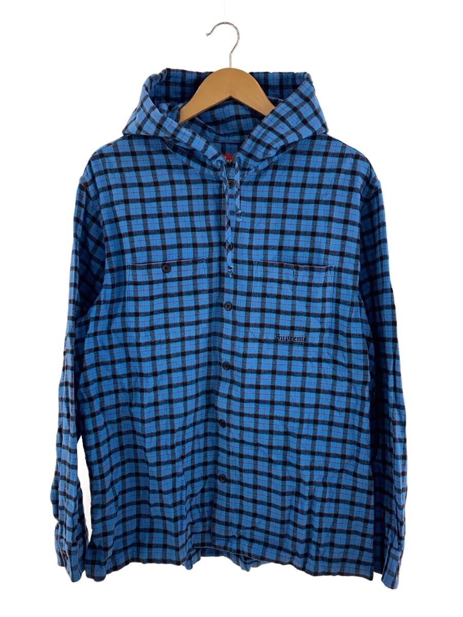 【中古】Supreme◆22SS/Mini Plaid Hooded Shirt/L/綿織物/BLU/読み合わせる【メンズウェア】