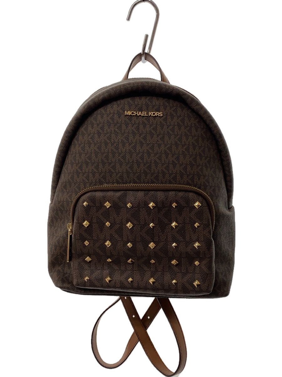 【中古】MICHAEL KORS◆背嚢/ビニール/赤銅色/シグネチャースタッズリュック/総柄/35F0GERB2V【御徒面子】