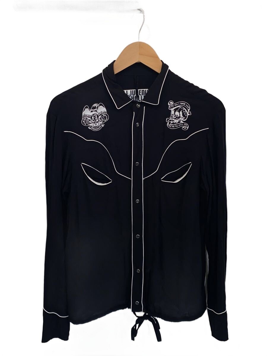 【中古】juvenile hall rollcall◆長袖プルオーバー/--/人絹/BLK/518/スカルウエスタン/? NULL ?【メンズウェア】