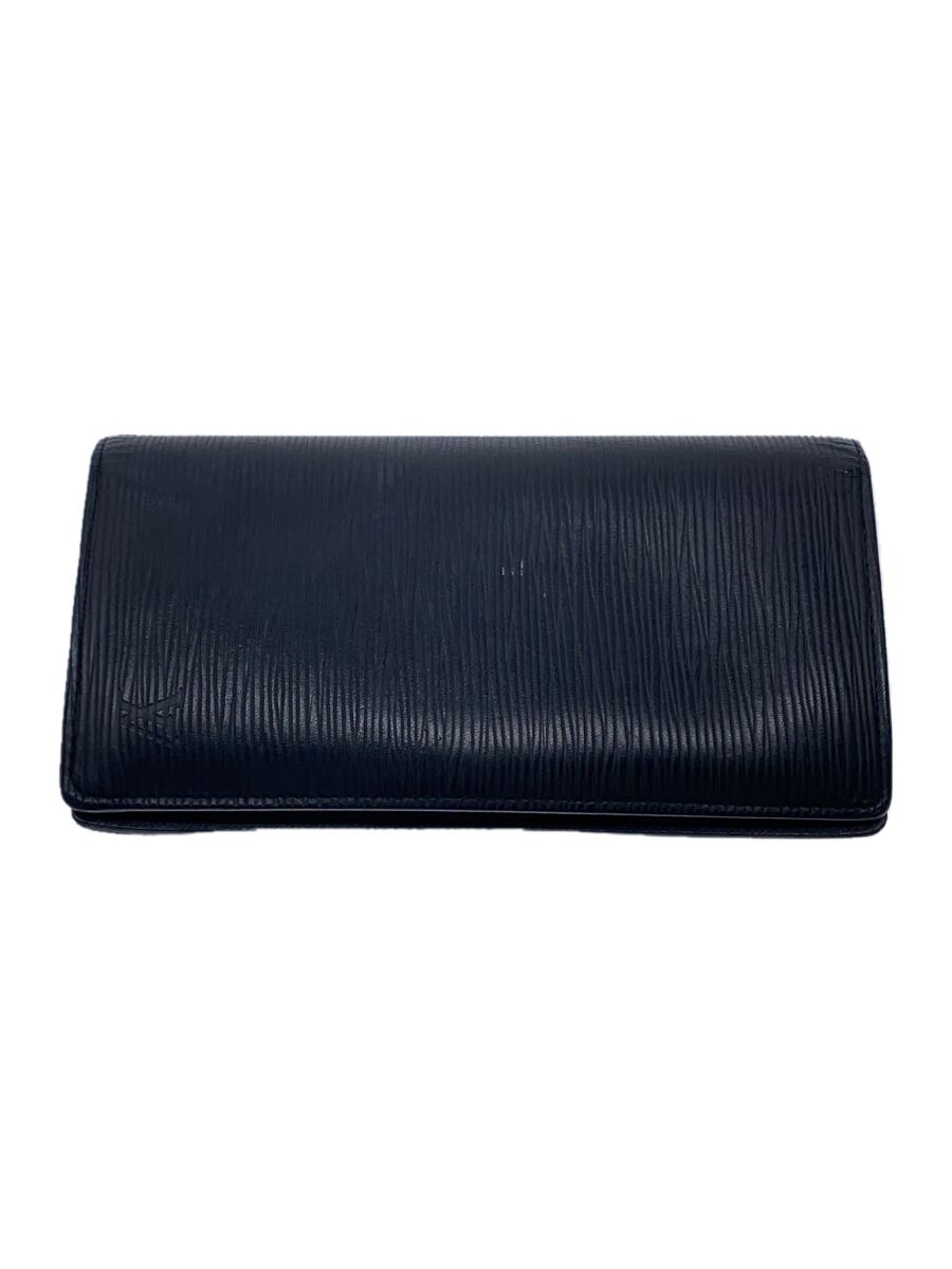 【中古】LOUIS VUITTON◆2)ポルト・フォイユ・ブラザ_エピ_BLK/なめし革/BLK/無地/メンズ【服飾雑貨他】