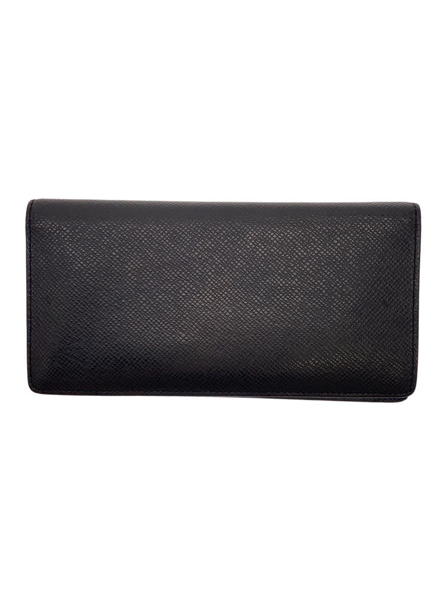 【中古】LOUIS VUITTON◆ポルト・フォイユ・ブラザ_五分五分ガ/牛皮/BLK/メンズ【服飾雑貨他】