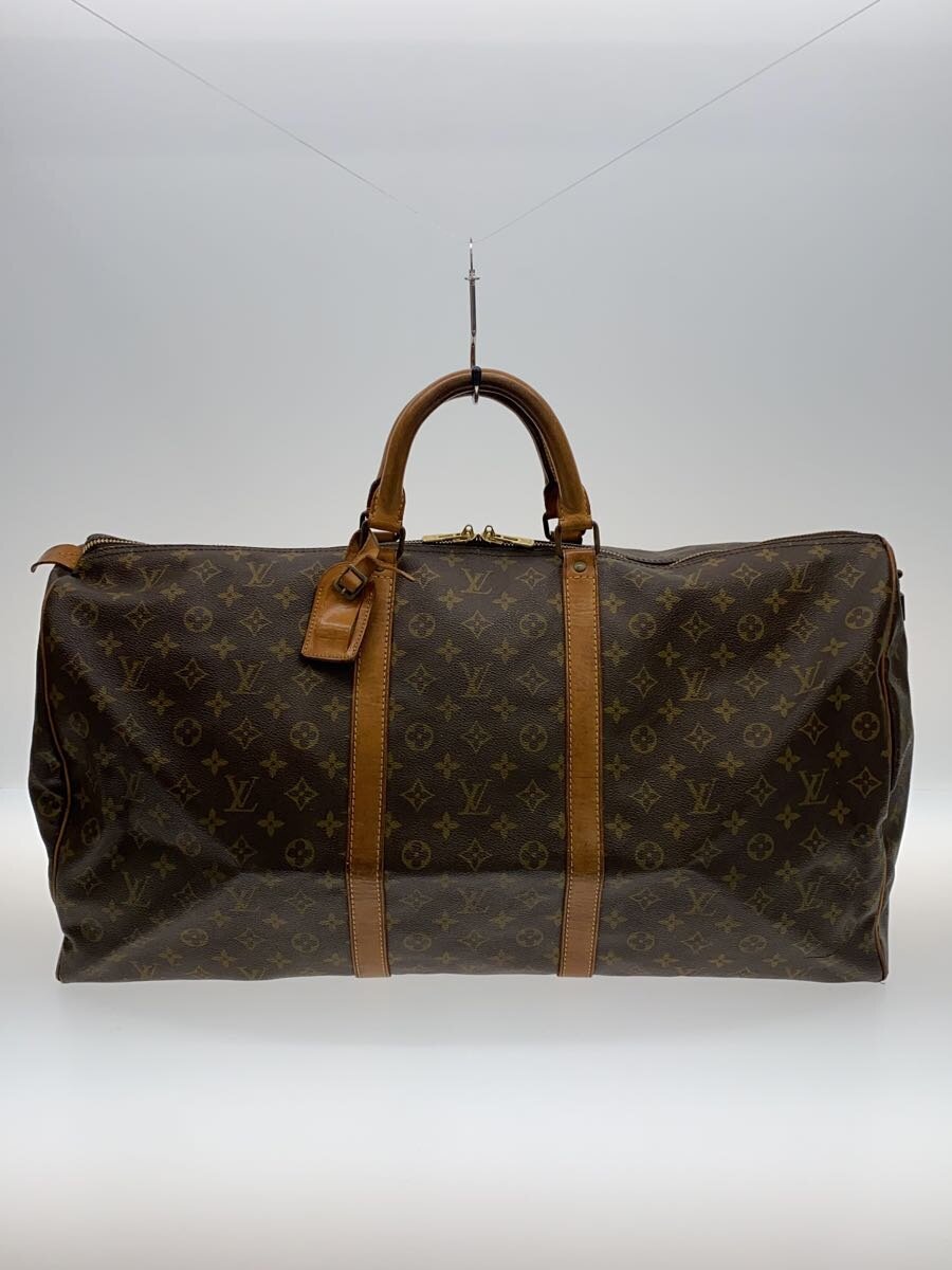 【中古】LOUIS VUITTON◆キーポル60_モノグラム・帆布_BRW/PVC/BRW/南京錠、カギ欠品【御徒面子】