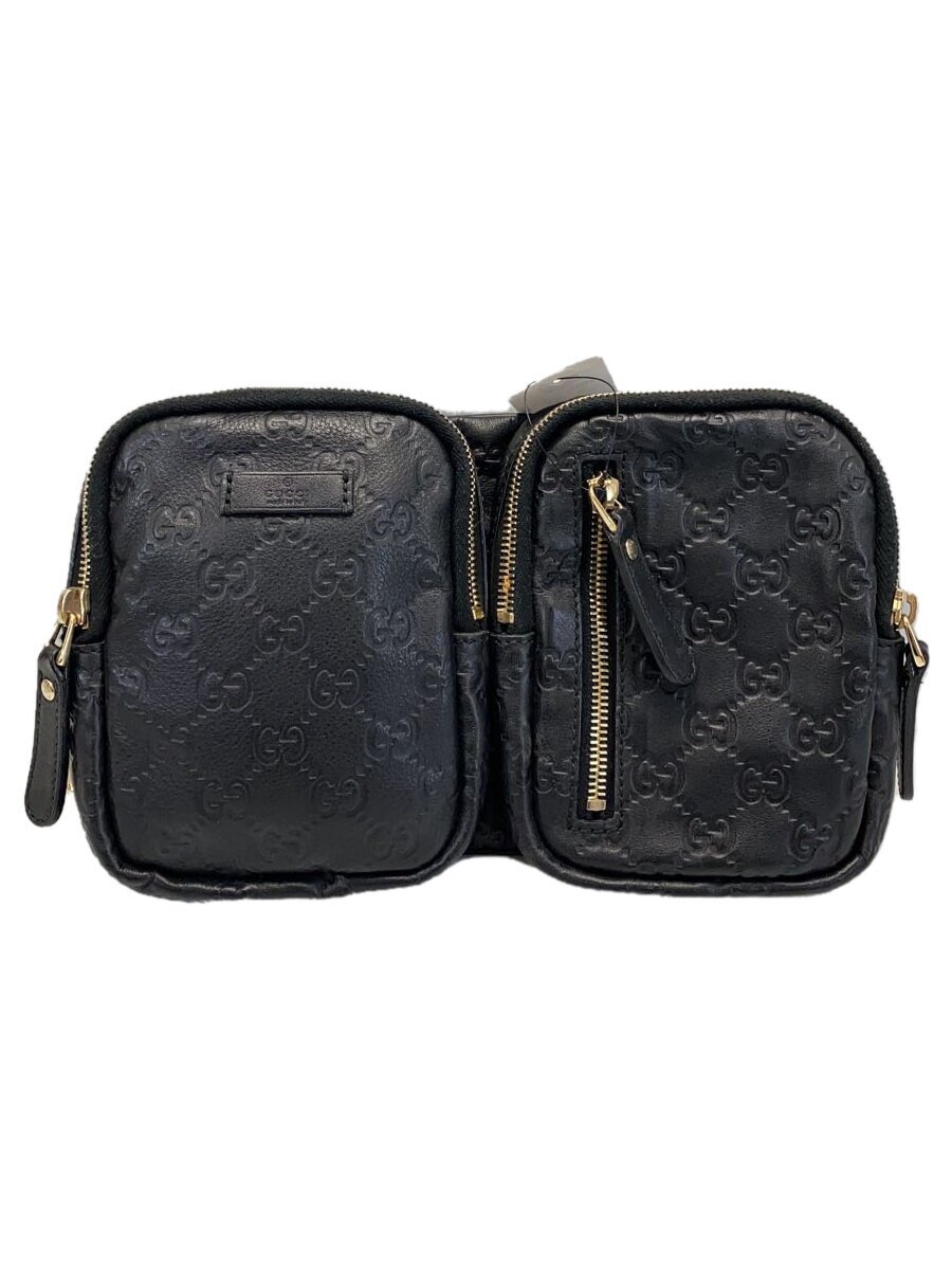 【中古】GUCCI◆酉の方角御徒面子_グッチシマ/なめし革/BLK【御徒面子】