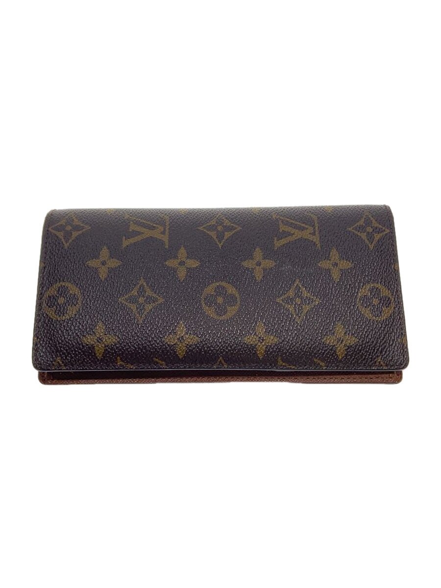 【中古】LOUIS VUITTON◆ポルト・フォイユ・ブラザ_モノグラム・帆布_BRW/PVC/BRW/メンズ【服飾雑貨他】