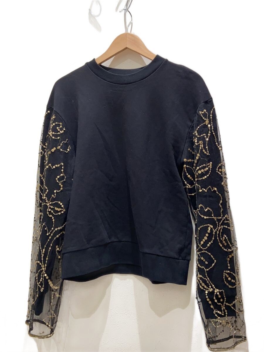 【中古】DRIES VAN NOTEN◆スパンコール衣袂/汗水/綿織物/BLK//【レディース御召しもの】
