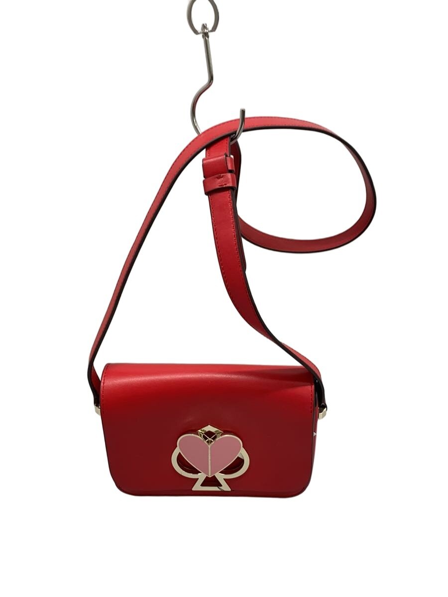 【中古】kate spade new york◆合財袋/なめし革/RED/無地【御徒面子】