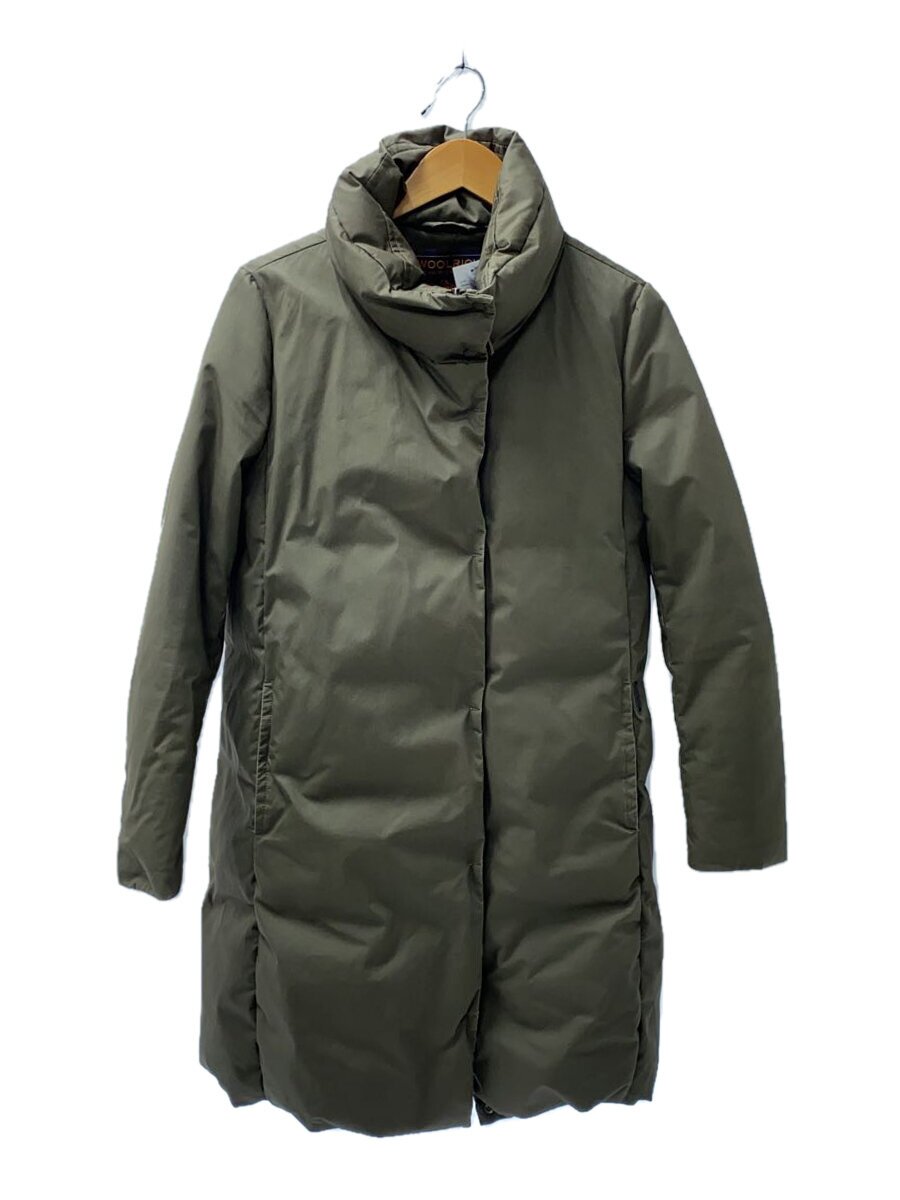 【中古】Woolrich◆ロングダウンジャケット/S/ポリエステル/KHK/無地/1702152【レディース御召しもの】