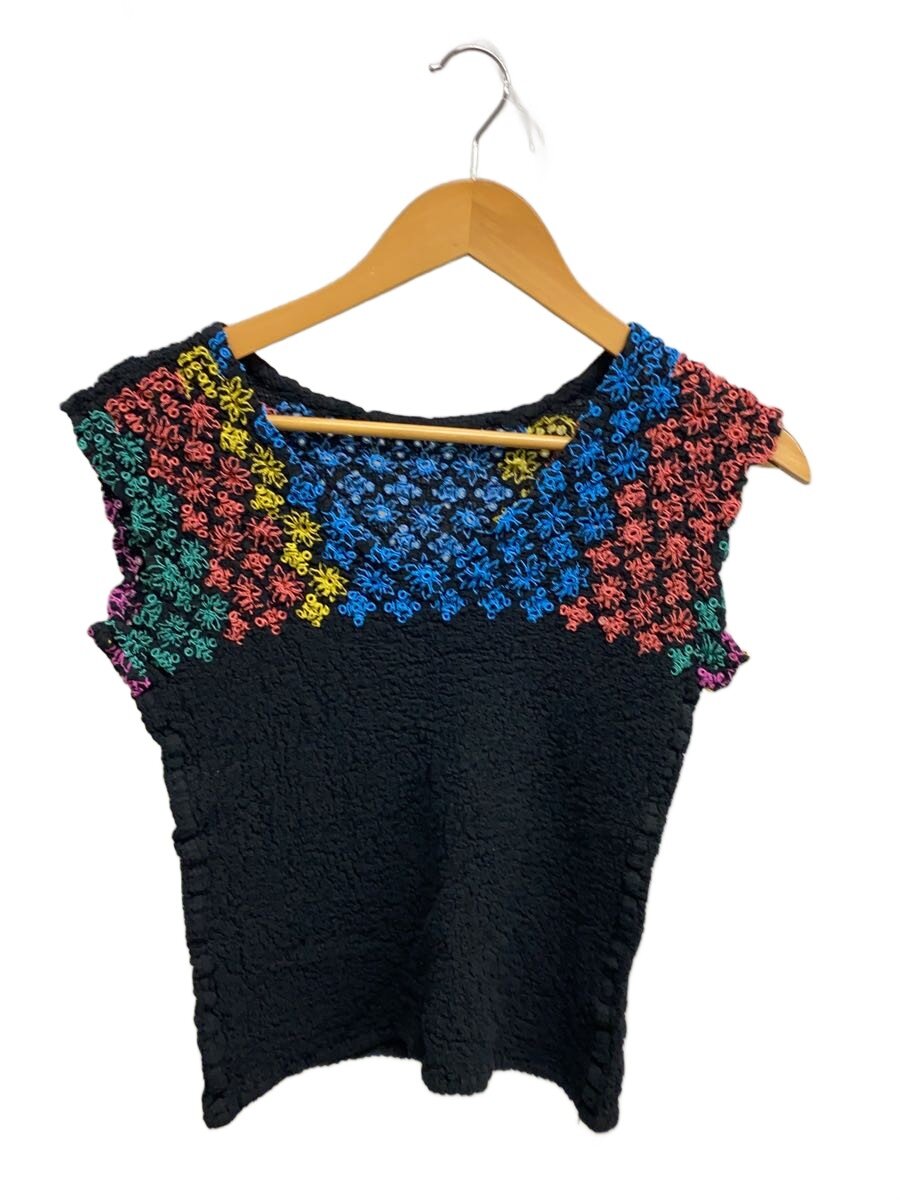 【中古】me ISSEY MIYAKE◆シワ刺繍ノースリーブカットソー/--/コットン/BLK/fk342//【レディースウェア】|2nd STREET 店