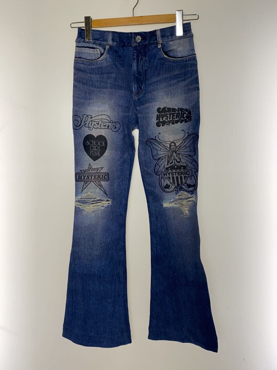 【中古】HYSTERIC GLAMOUR◆ブーツカットパンツ/コットン/BLU/総柄/01231CP04918/ROCK CITY柄/リバーシブル【レディースウェア】｜2ｎｄ STREET 店