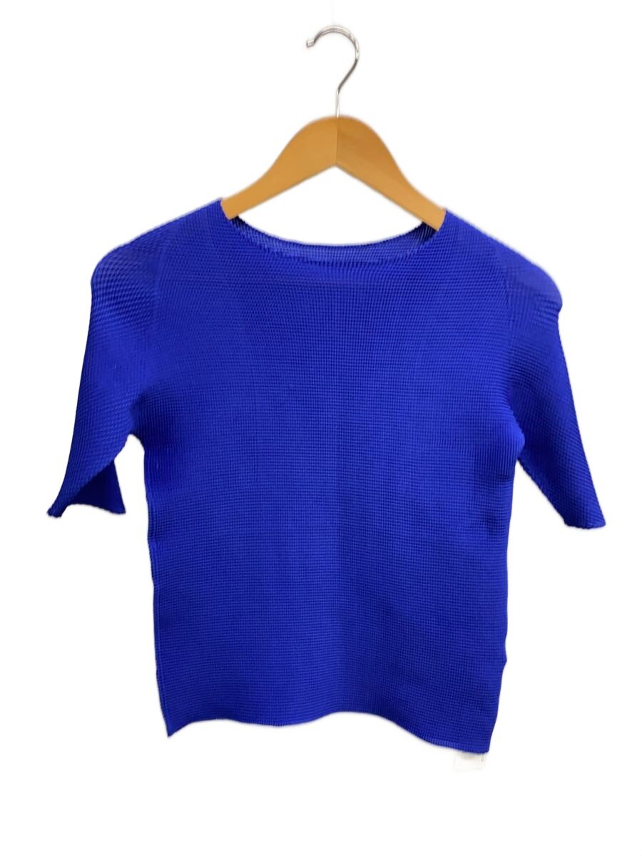 【中古】ISSEY MIYAKE◆T.ジャバラ半袖カットソー/3/ポリエステル/BLU/fk417/? NULL ?【レディース御召しもの】