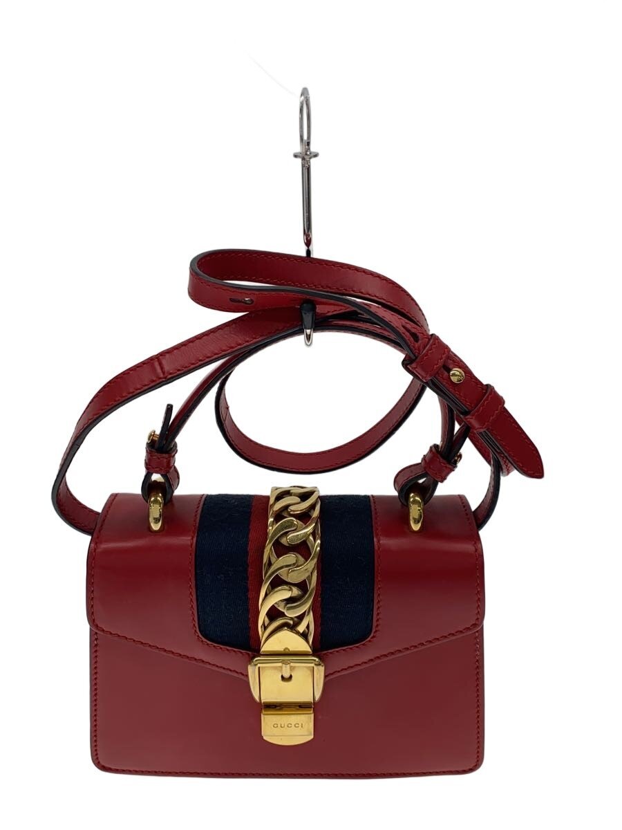 【中古】GUCCI◆ハンドバッグ_シルヴィ/ショルダーバッグ/レザー/RED【バッグ】｜2ｎｄ STREET 店
