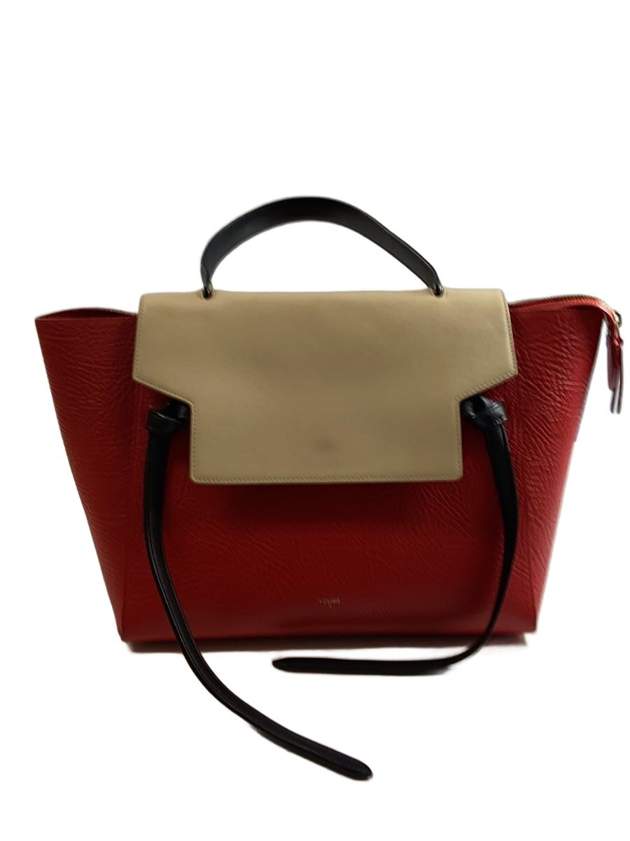 【中古】CELINE◆2WAYハンドバック/ベルトバッグミニ/なめし革/RED【御徒面子】