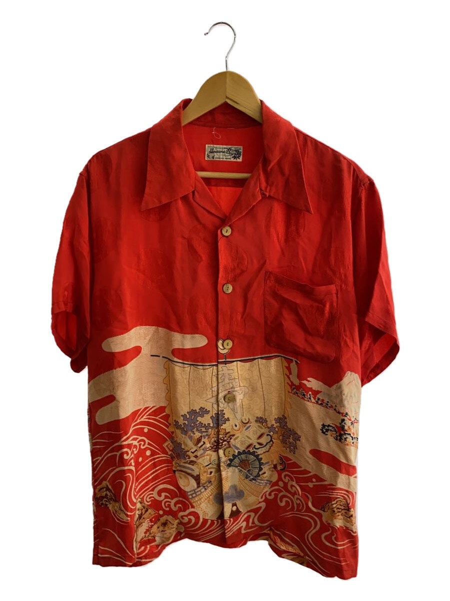 【中古】hanauma bay/アロハシャツ/--/--/RED/総柄//【メンズウェア】