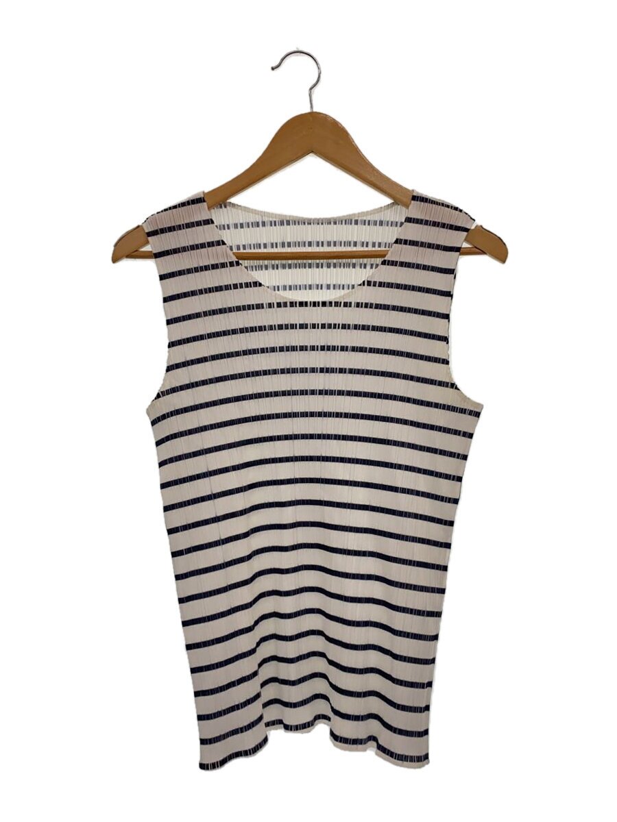 【中古】PLEATS PLEASE ISSEY MIYAKE◆ノースリーブカットソー/FREE/ポリエステル/白いこと/間借り人/PP61-JK500【レディース御召しもの】