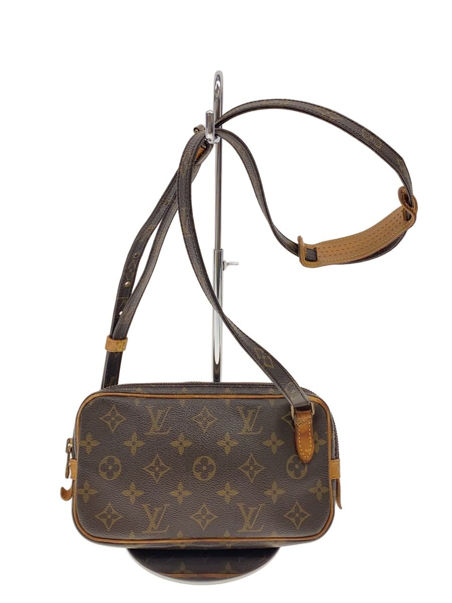 【中古】LOUIS VUITTON◆ポシェット・マルリー・バンドリエール_モノグラム・帆布/PVC/BRW/総柄【御徒面子】