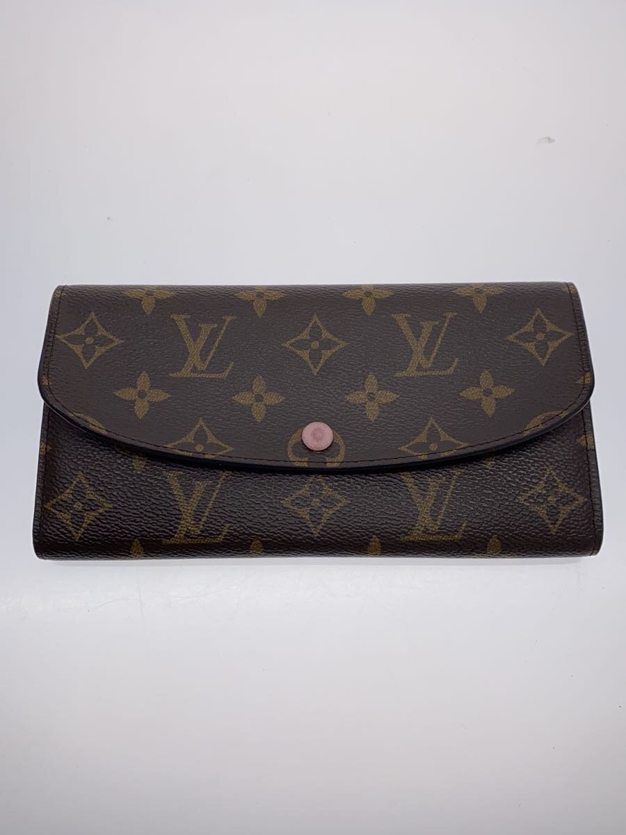 【中古】LOUIS VUITTON◆ポルト・フォイユ・エミリー_モノグラム・キャンバス_BRW_ローズバレリーヌ/PVC/BRW/レディース【服飾雑貨他】